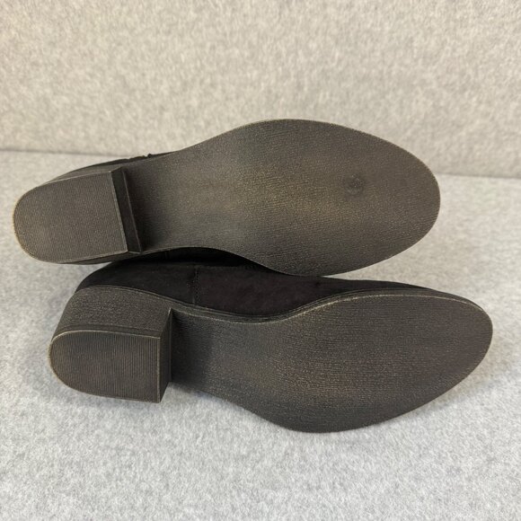 Diba Womens Size 7.5 Black Ankle Boots Booties Gold Side Zipper Low Heel NEW - Picture 5 of 16